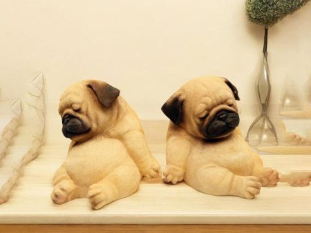 Sleeping Pug Polyresin Figurine | Set of 2 | 5 x 5 x 4 inches Discount