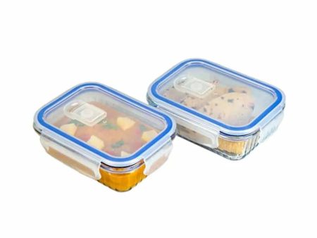 Oblong Borosilicate Glass Lunch Box Containers With Air Tight & Lid | 370 ML | 6 x 4.5 inches Online Hot Sale