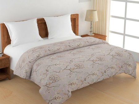 Ananda Brown Floral Cotton Double Bed Size Quilt | 100 x 90 inches Cheap