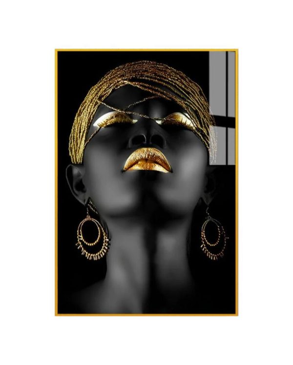 Black & Gold African Woman Canvas Wall Painting For Discount