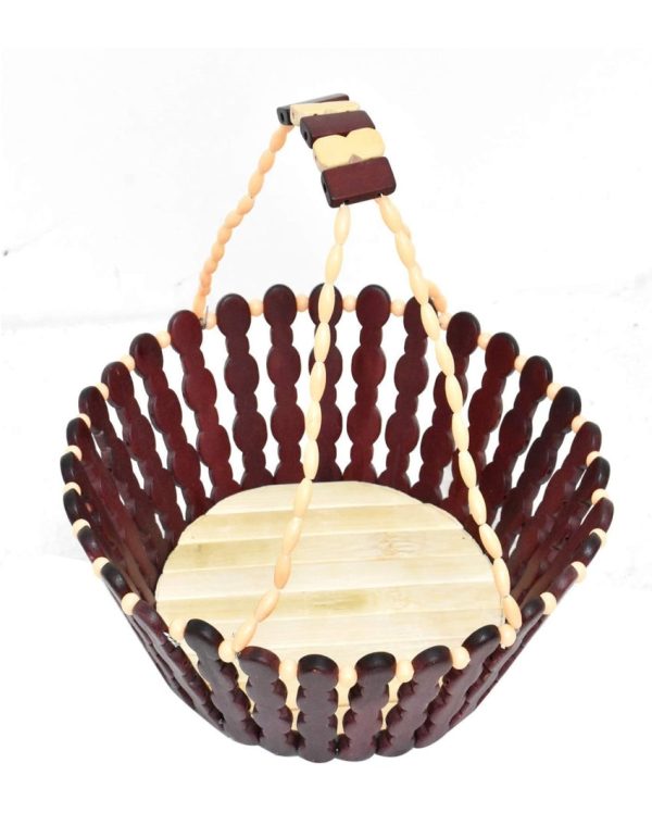 Handy Wooden Fruit Baskets With Beaded Handle | 10 x 4 inches Discount