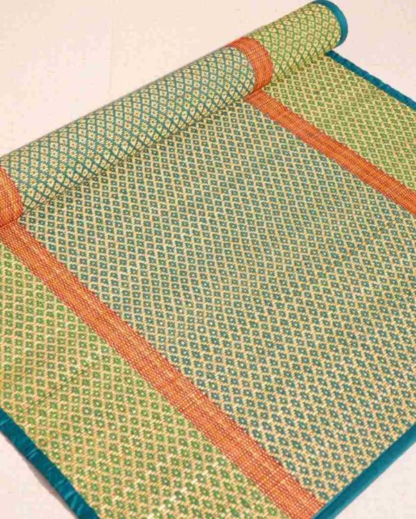 Stylish Blue & Green Madurkathi Floor Mat | 60 x 24 inches Online