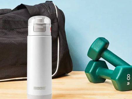 Zoku Powder Coated Stainless Flip Top Water Bottle | White Color | 3 x 9 inches Online Sale