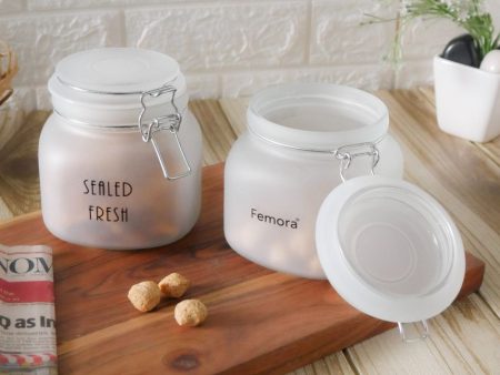 Stylish Frosted Clear Glass Jar With Lid | 5 x 5 x 5 inches | 750ml Supply