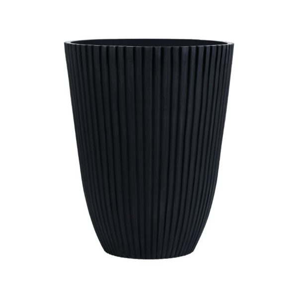 Stylish Charcoal Planter With Ribbed Texture Without Plant | 12 x 14 inches Fashion