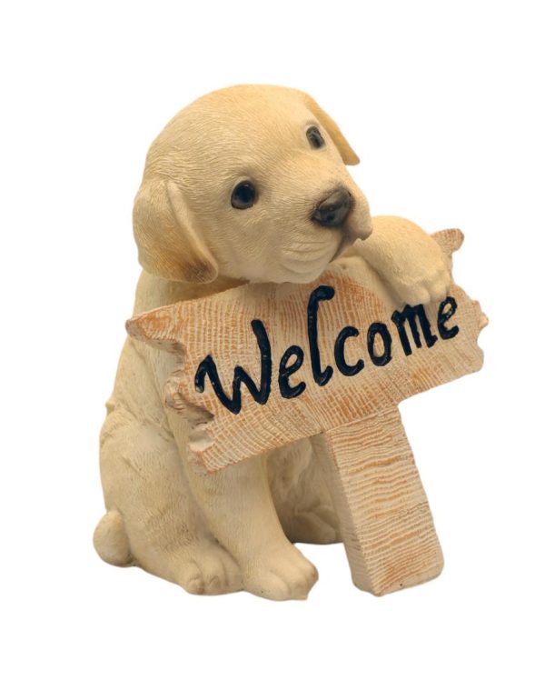 Dog Welcome Sign Polyresin Figurine | 4 x 4 x 6 inches For Cheap