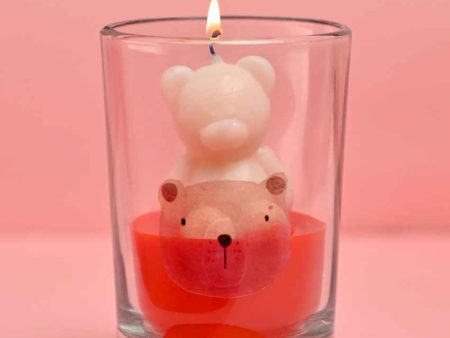 Adorable Red & White Teddy Glass Jar Candle | 2 x 4 inches Sale