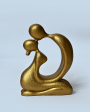 Elegant Golden Resin Romantic Abstract Kiss Figurine | 4 x 2 x 5 inches For Sale