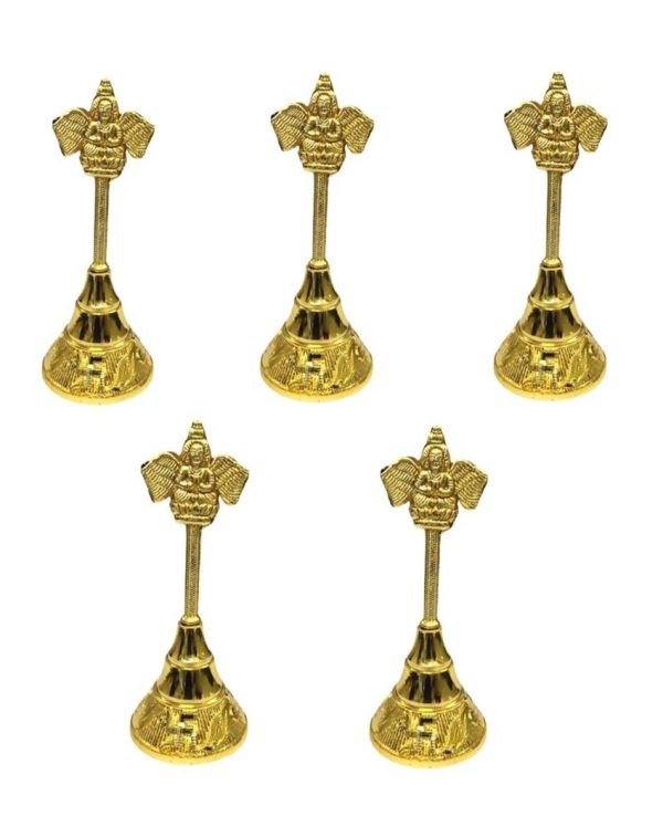 Classic Gold Pooja Garuda Ghanti | Set of 5 | 1 x 4 inches Online now