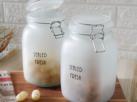 Frosted Clear Glass Jar With Lid | 4 x 8 inches | 1.5 Liter Sale