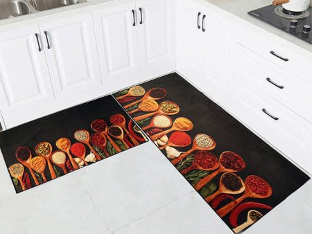 Spices and Seasonings Nylon Kitchen Floor Mats | Set of 2 Fashion