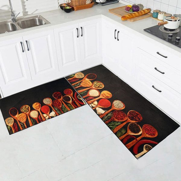 Spices and Seasonings Nylon Kitchen Floor Mats | Set of 2 Fashion