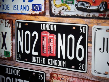 London Telephone Booth Number Plates Wall Sign | 6 x 1 x 12 inches Cheap