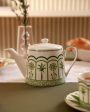 Green Lush Palm Motifs Design Porcelain Tea Pot | 9 x 4 x 6 inches | 900ml on Sale