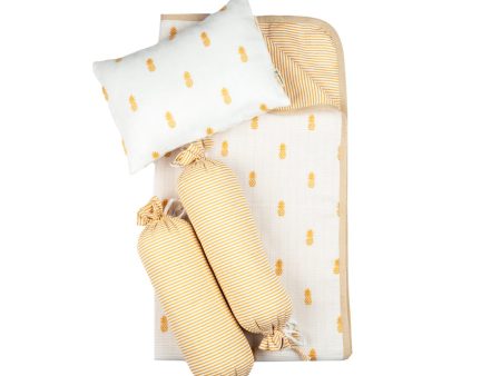 Adorable Pineapple Mini Crib Cot Set | Pack of 4 | 27 x 27 inches Supply