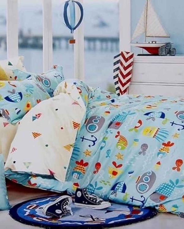 Blue Water Animal Printed Kids Comfy Quilts Cover With Zipper Online now