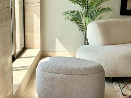 Pebble Boucle Pouffe with Storage Online now