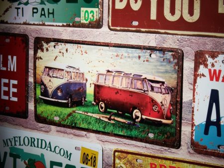 Volkswagen Van Number Plates Wall Sign | 6 x 1 x 12 inches Discount