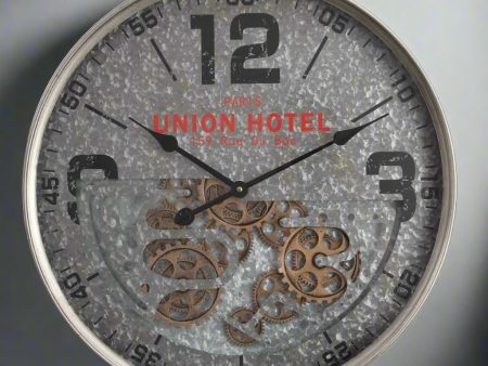 Union Hotel Grey Mechanical Clock | 24 x 3 inches on Sale