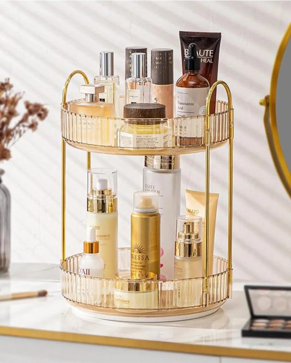 Two Tier Rotating Makeup Plastic Organiser Supply