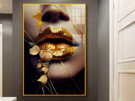 Beautiful Molten Gold Lady Canvas Wall Painting For Cheap