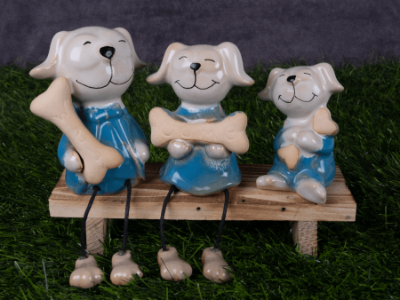 Dog Family On A Bench Miniature Figurine | 4 x 7 x 6 inches Online