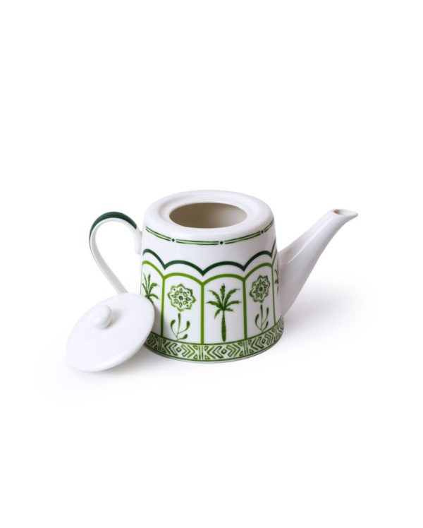 Green Lush Palm Motifs Design Porcelain Tea Pot | 9 x 4 x 6 inches | 900ml on Sale