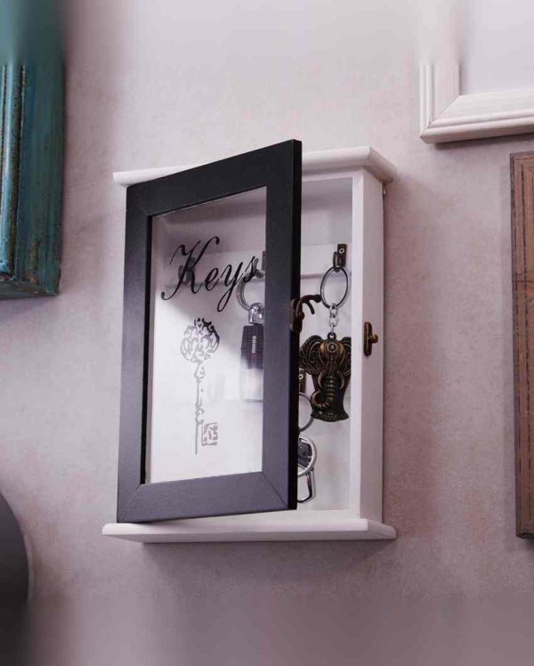 Keys 5 Hooks Key Box Wall Hanging |Black|  8 x 2 x 11 inches For Cheap