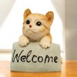 Cute Cat Welcome Sign Polyresin Figurine | 4 x 4 x 5 inches Online