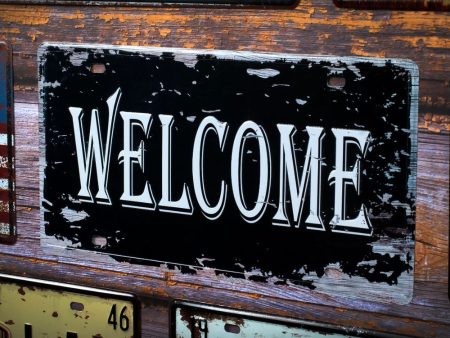 Welcome Number Plates Wall Sign | 6 x 1 x 12 inches Sale