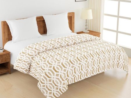 Sparkle Geometric Roto Brown Double Bed Cotton Quilt | 100 x 90 inches Fashion