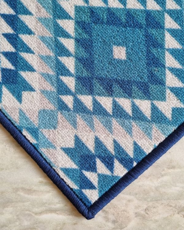 Blue Aztec Diamonds Pattern Anti-Slip Nylon Area Rug | 3 x 5 Ft Discount