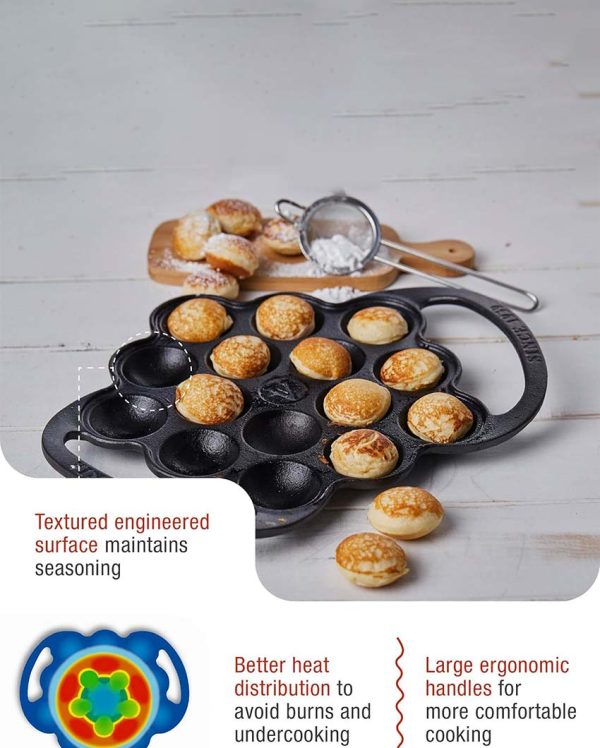 Preseasoned Cast Iron Poffertjes Pancake Pan | Safe For All Cooktops | 11 x 13 inches on Sale