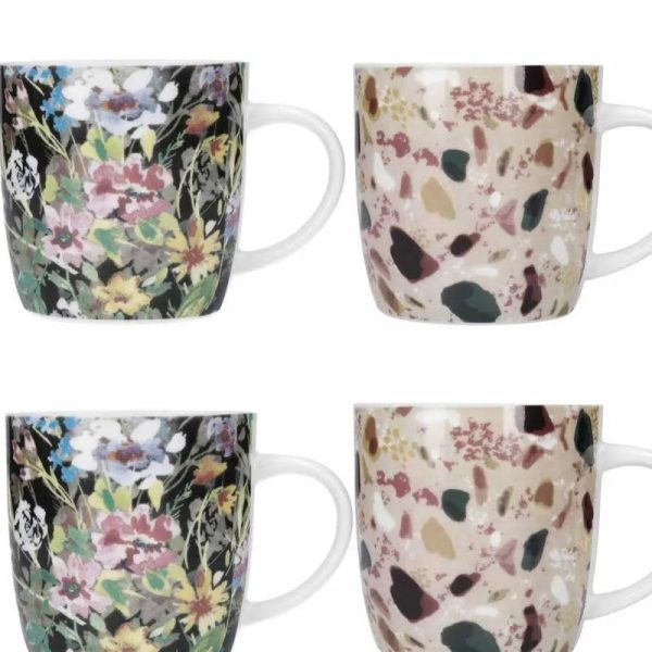 KitchenCraft Barrel Mug Set Terazzo Floral | Set of 4 | 1.5 x 2.8 inches Discount