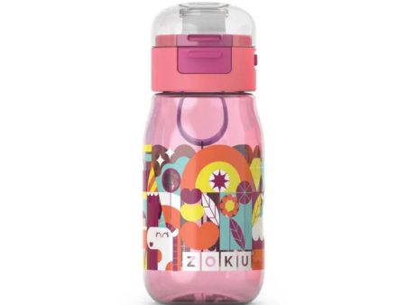 Zoku Pink Kids Flip Gulp Bottle with Carrying Cord | 3 x 3 x 7 inches For Cheap