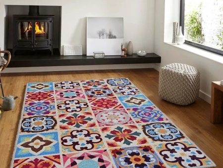 Talavera Multicolor Anti- Slip Nylon Area Rug | 3 x 5 Ft For Discount