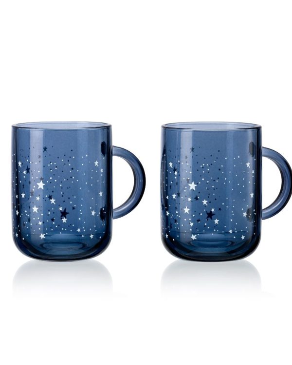 Blue Night Sky Glass Milk Mugs | 4 x 4 inches | 330ml For Cheap