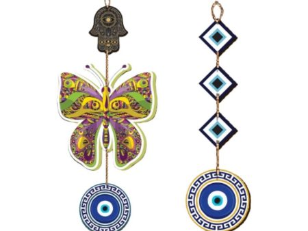 Butterfly & Evil Eye Mdf Wall Hangings | Set Of 2 Supply