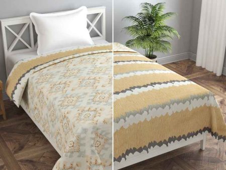 Reversible Fleno Print & Brown ECG Printed Kids Comfy Quilts Cover With Zipper For Cheap