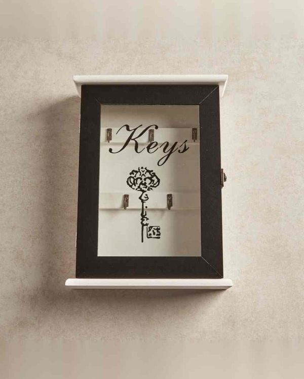 Keys 5 Hooks Key Box Wall Hanging |Black|  8 x 2 x 11 inches For Cheap