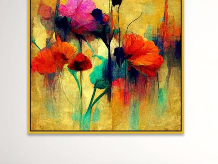 Elegant Abstract Botanical Floral Canvas Wall Painting on Sale