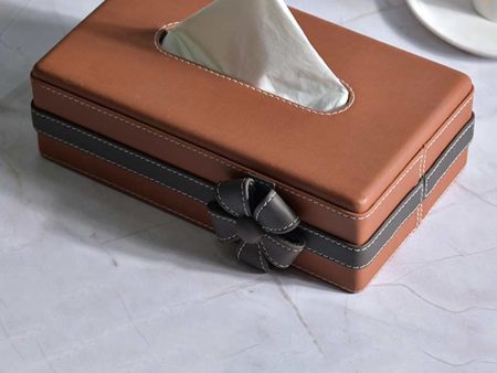 Stylish Flower Two Tone Faux Leather Tissue Box | 10 x 5 x 3 inches Online Hot Sale