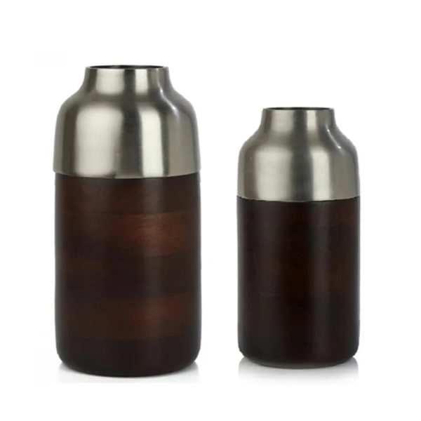 Cylindrical Deidra Wood Vase Set | Multiple Colors Cheap