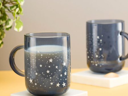 Blue Night Sky Glass Milk Mugs | 4 x 4 inches | 330ml For Cheap