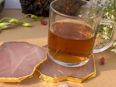 Rose Quartz Gold Plated Table Coasters | Set Of 2 , Set of 4 | 4 inches Online