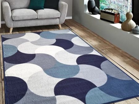 Blue Circular Pattern Anti-Slip Nylon Area Rug | 3 x 5 Ft Online Sale