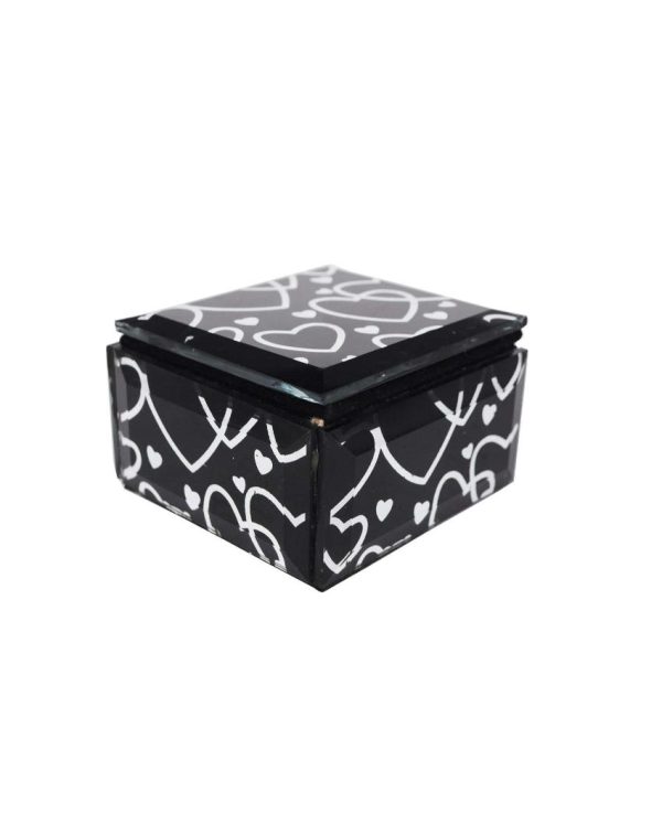 Square Decorative Black Jewelry Organizer Small Box | 4 x 2 inches Online