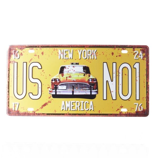 Taxi Us No1 Number Plates Wall Sign | 6 x 1 x 12 inches Sale