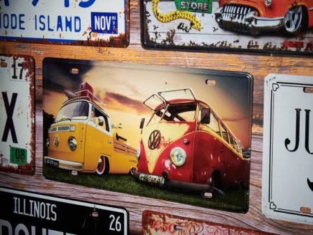 Volkswagen Bus Number Plates Wall Sign | 6 x 1 x 12 inches Online Hot Sale