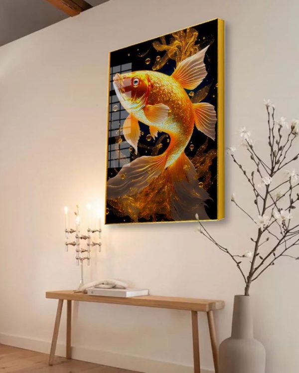 Beautiful Golden Fish Swimming Canvas Wall Painting Online